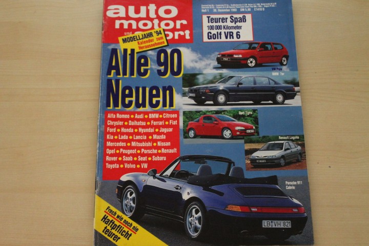 Deckblatt Auto Motor und Sport (01/1993)